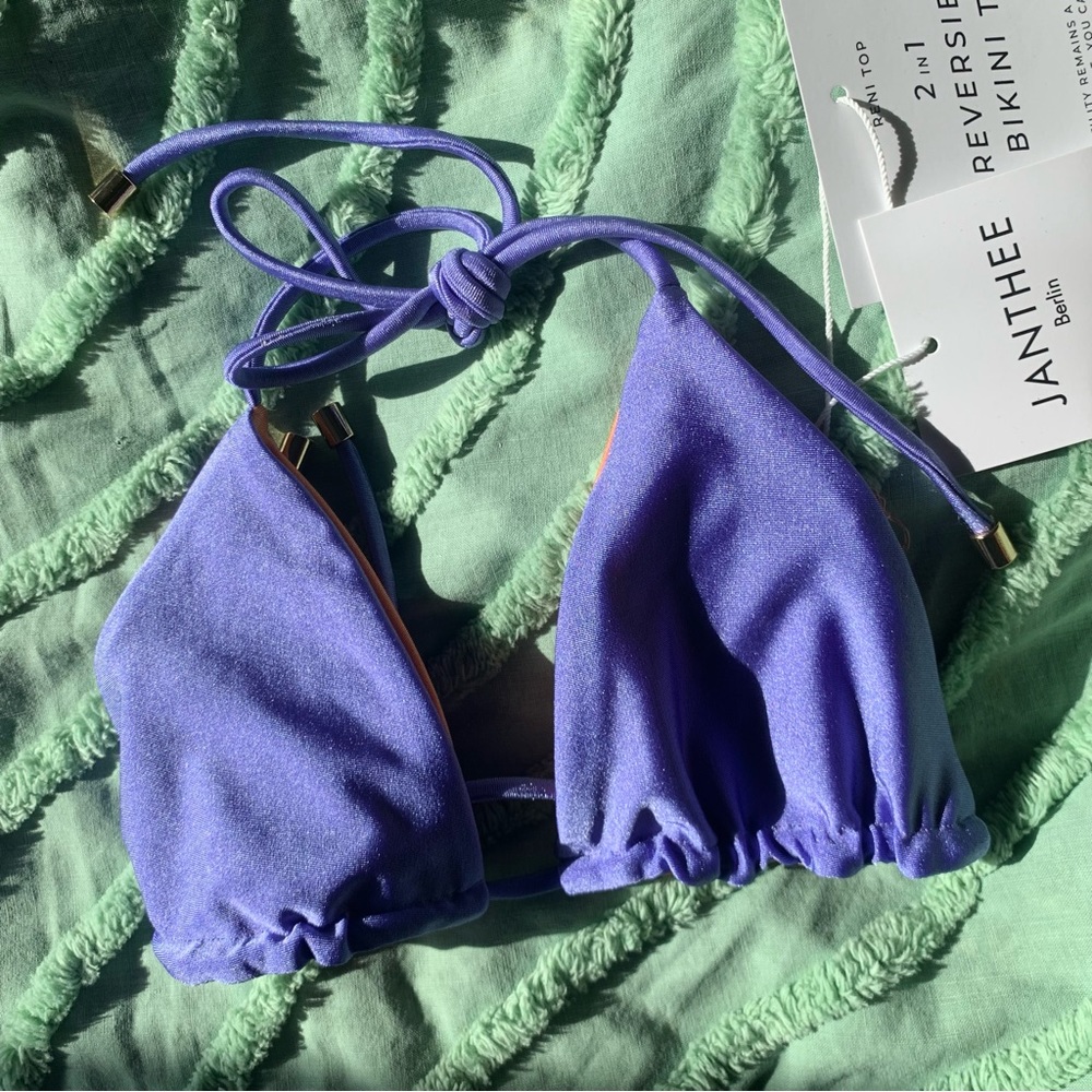 Janthee Berlin pink and purple 2-in-1 reversible bikini reni top in zaffir